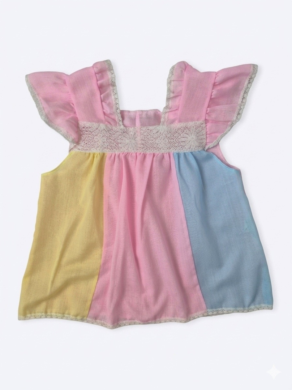 VTG 70s 80s Her Majesty Pastel Ruffle Lace Shirt 2-3T